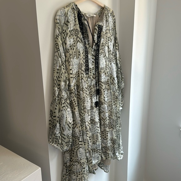 Zara Boho Silver Metallic Dress - Picture 2 of 6